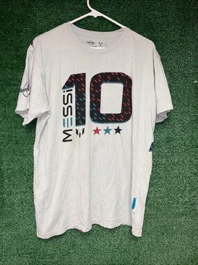 Lionel Messi 10 T-Shirt Men's Large Gray Graphic Soccer World Cup